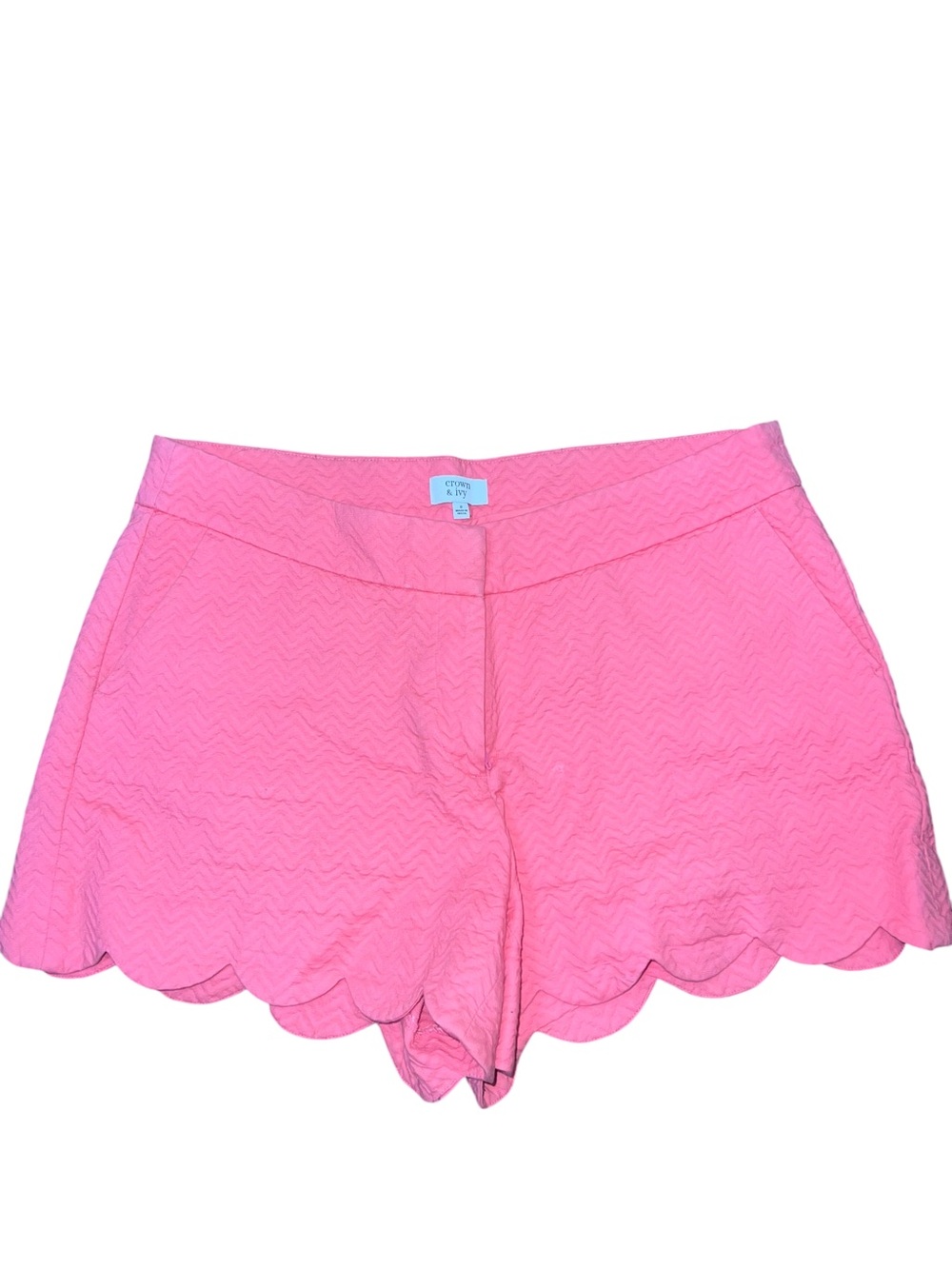 crown & ivy Hot Pink Scalloped Hem Shorts
